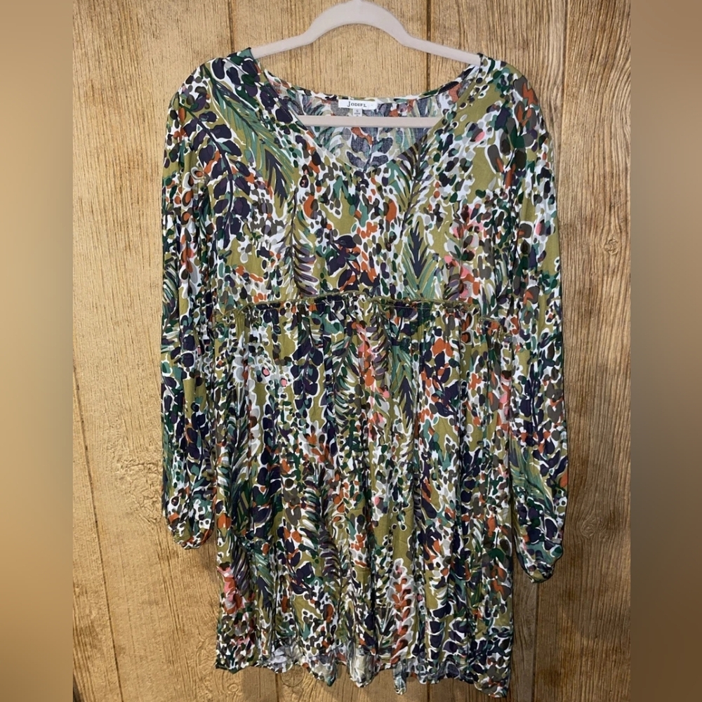 JODIFL Multicolor Leaf Print Midi Dress Size S